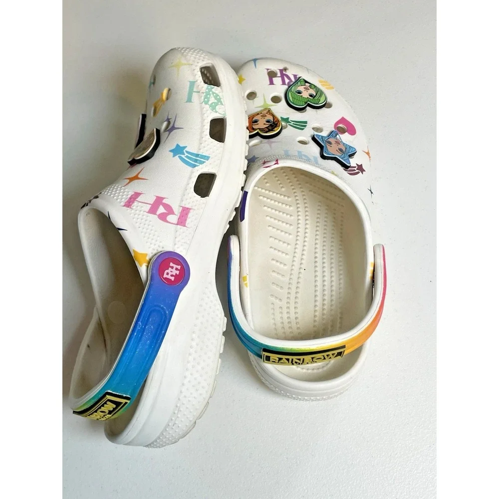 Crocs Rainbow High Clogs Girls J6‎ Dolls Slip on Kids White Shoes Classic